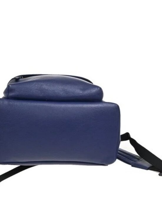 BALENCIAGA Logo Everyday Backpack Adjustable Strap Leather Blue Italy 12ZA253 main image 6